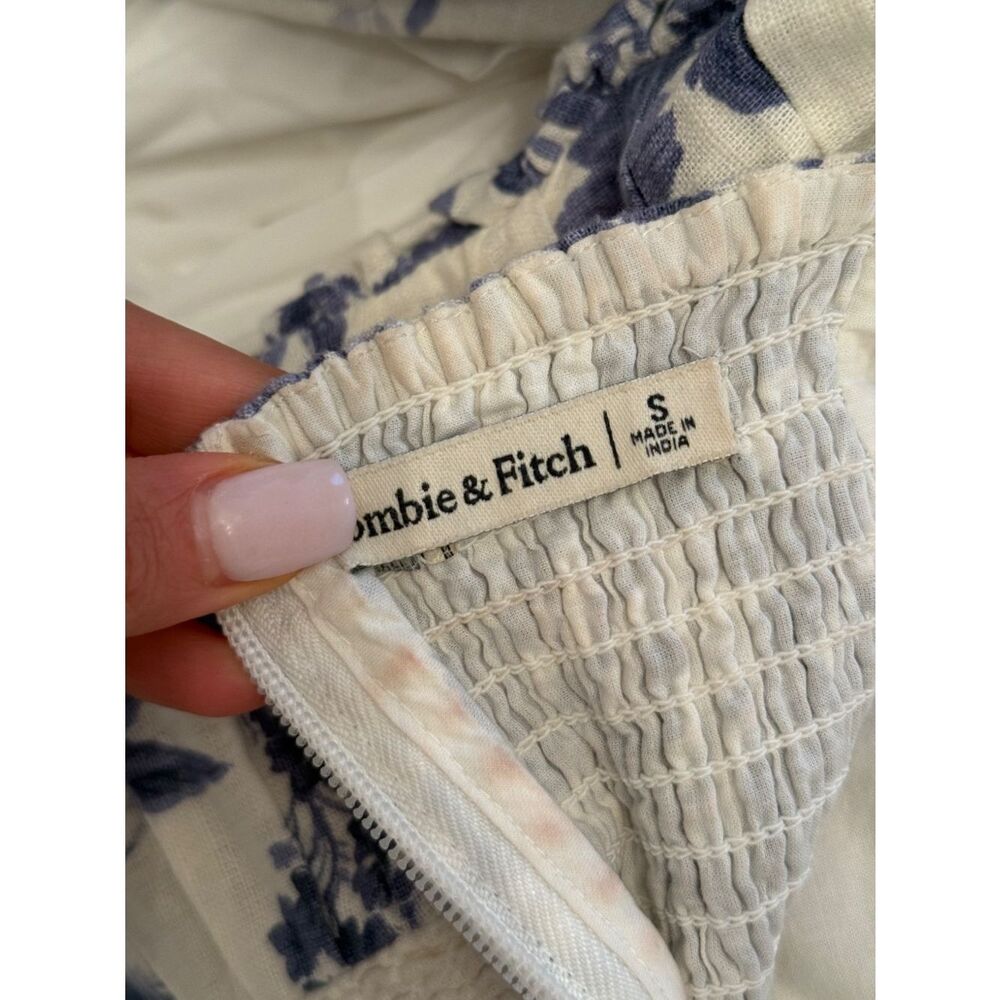 Abercrombie & Fitch Blue Floral Puff Sleeve Dress - Picture 6 of 6